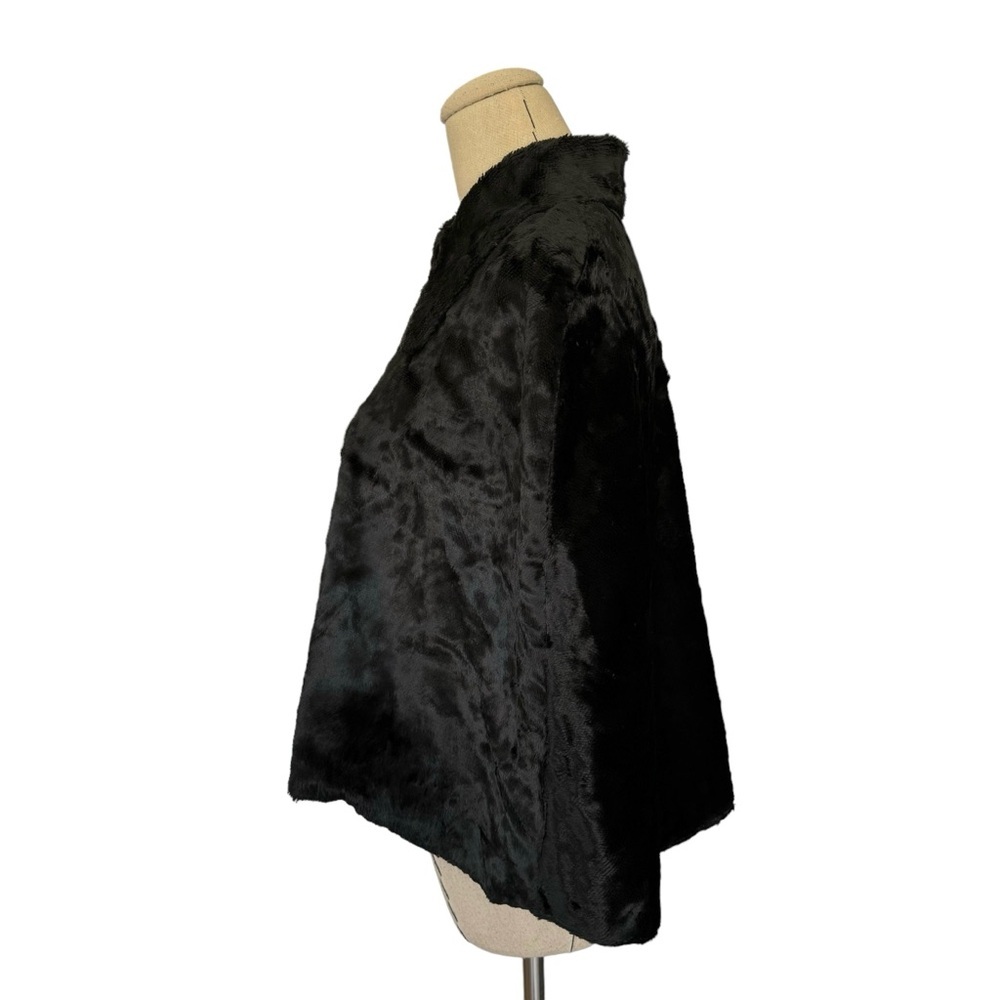 Vintage Black Faux Fur Cape Capelet Wrap Goth Old Hollywood Glam Goth - Picture 8 of 11